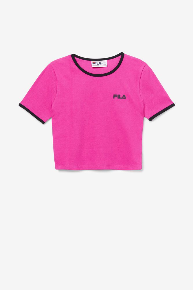 Fila Perla Crop Top Pink T-Shirt Womens - NZ 20983-OYRI